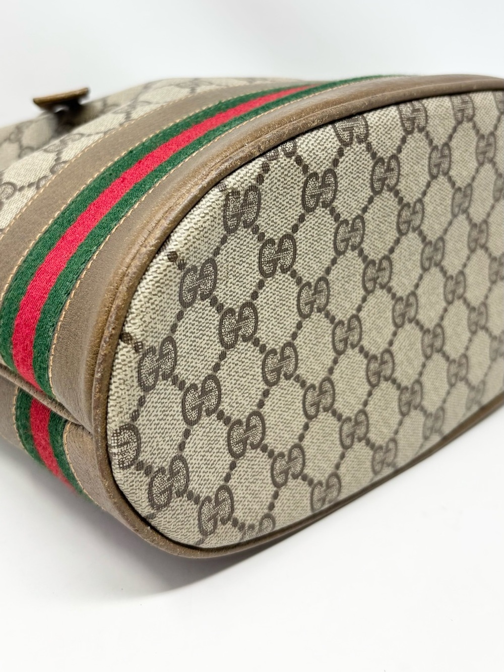 Vintage Gucci Ophidia GG Supreme Web Stripe Drawstring Bucket Bag Crossbody - Picture 10 of 16